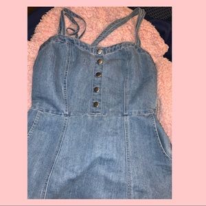 Denim overall button dress